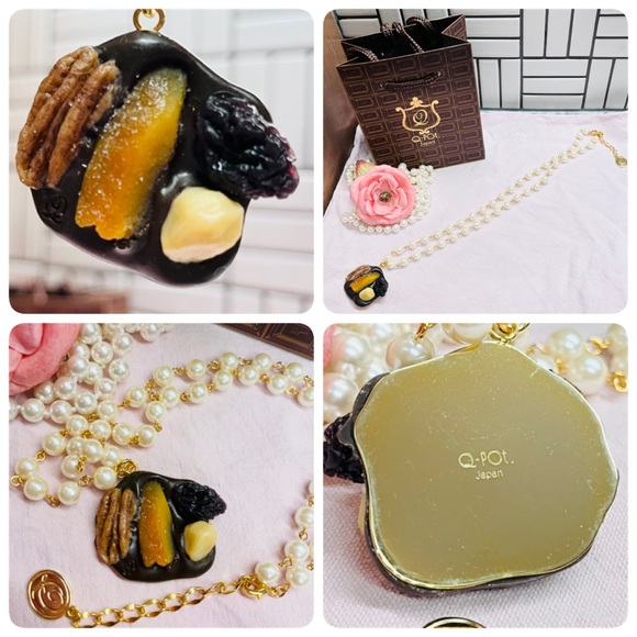 Q-pot. Japan Jewelry Nuts & Raisin Chocolate Necklace (RARE)